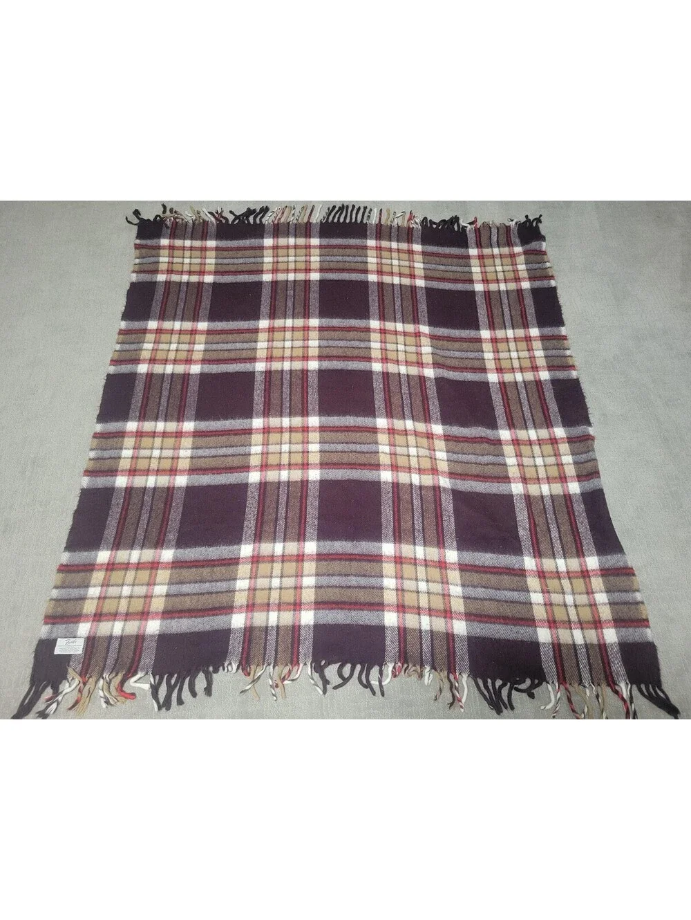 Faribo Wool Plaid Throw Blanket Fall Multicolor Fringe Sofa Bed Warm Cozy Decor
